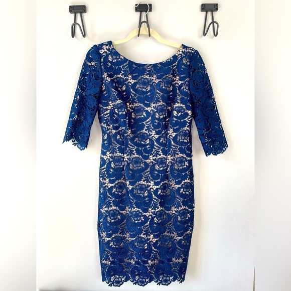 Eliza J Dresses & Skirts - Eliza J Regal Collection navy blue lace knee-length cocktail dress size 8